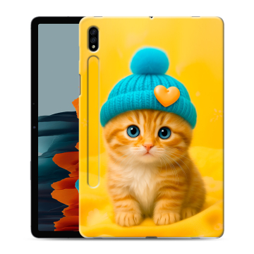 Силиконовый чехол на Samsung Galaxy Tab S7 с принтом Котенок в шапке Силиконовый чехол на Samsung Galaxy Tab S7 с принтом Котенок в шапке