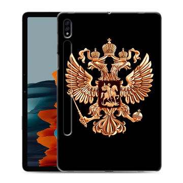 Силиконовый чехол на Samsung Galaxy Tab S7 с принтом Герб России золотой