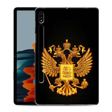 Силиконовый чехол на Samsung Galaxy Tab S7 с принтом Герб России желтый Силиконовый чехол на Samsung Galaxy Tab S7 с принтом Герб России желтый