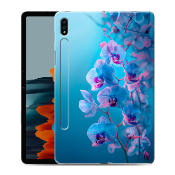 Силиконовый чехол на Samsung Galaxy Tab S7 с принтом голубые орхидеи Силиконовый чехол на Samsung Galaxy Tab S7 с принтом голубые орхидеи