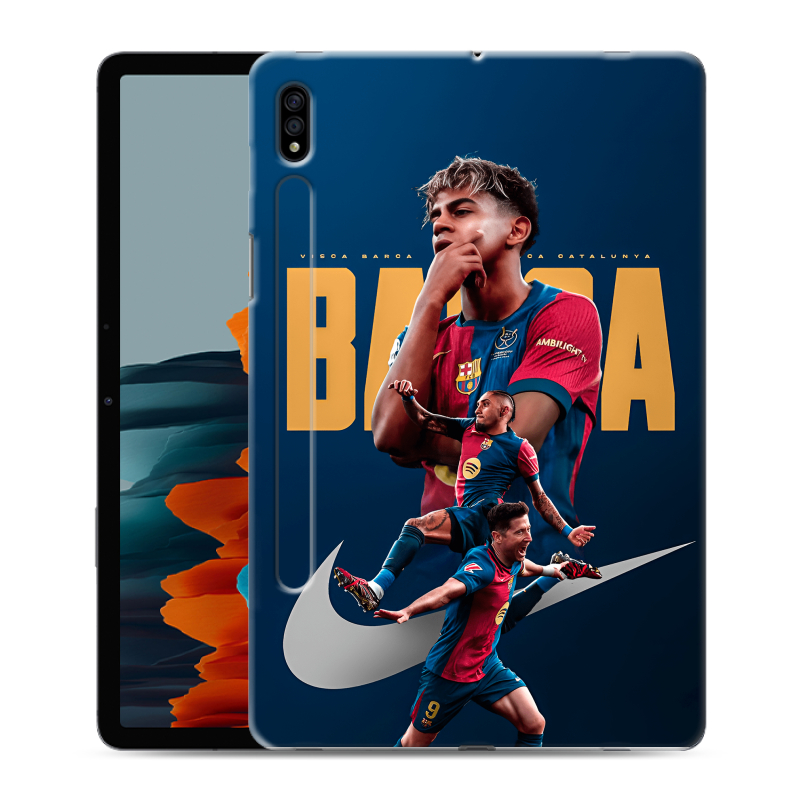 Силиконовый противоударный чехол на Samsung Galaxy Tab S7 с принтом Барселона Barca Yamal Силиконовый противоударный чехол на Samsung Galaxy Tab S7 с принтом Барселона Barca Yamal