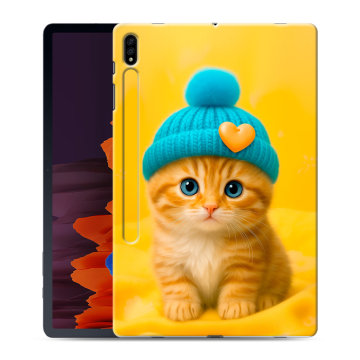 Силиконовый чехол на Samsung Galaxy Tab S7 Plus с принтом Котенок в шапке