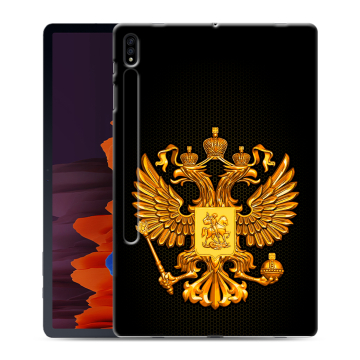 Силиконовый чехол на Samsung Galaxy Tab S7 Plus с принтом Герб России желтый