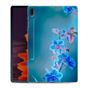 Силиконовый чехол на Samsung Galaxy Tab S7 Plus с принтом Голубые цветы