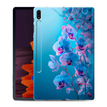 Силиконовый чехол на Samsung Galaxy Tab S7 Plus с принтом голубые орхидеи