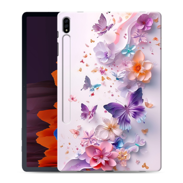 Силиконовый чехол на Samsung Galaxy Tab S7 Plus с принтом цветы бабочки