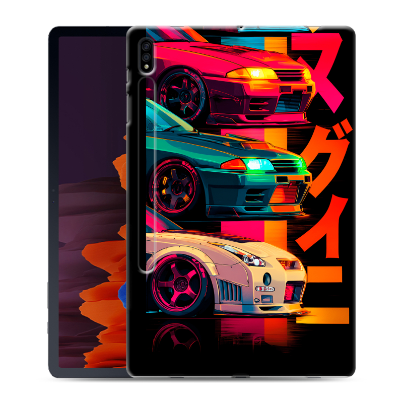 Силиконовый чехол на Samsung Galaxy Tab S7 Plus с принтом Гоночные машины Силиконовый чехол на Samsung Galaxy Tab S7 Plus с принтом Гоночные машины