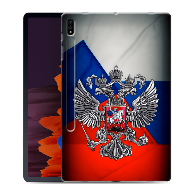 Силиконовый чехол на Samsung Galaxy Tab S7 Plus с принтом Флаг России Силиконовый чехол на Samsung Galaxy Tab S7 Plus с принтом Флаг России