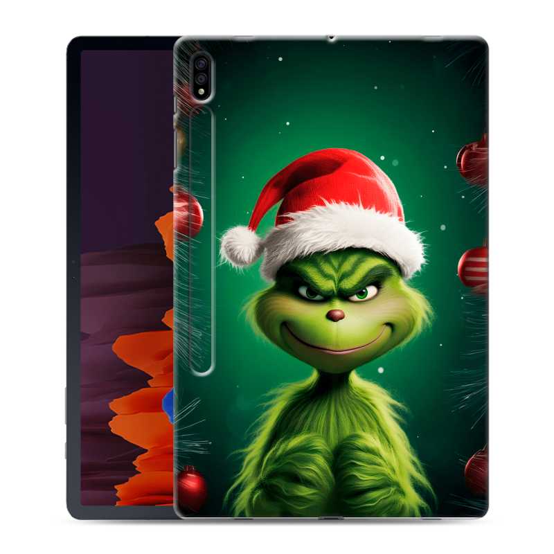 Силиконовый чехол на Samsung Galaxy Tab S7 Plus с принтом Гринч Новый год Рождество Силиконовый чехол на Samsung Galaxy Tab S7 Plus с принтом Гринч Новый год Рождество