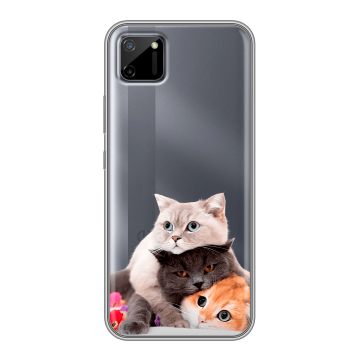 Силиконовый чехол на Realme C11 с принтом Кошки