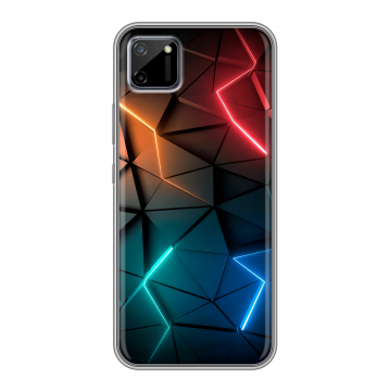 Силиконовый чехол на Realme C11 с принтом Абстракция неон
