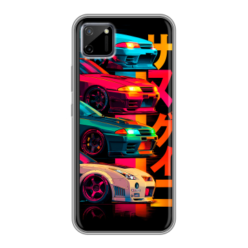 Силиконовый чехол на Realme C11 с принтом Гоночные машины