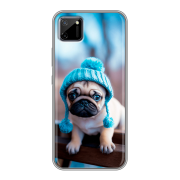 Силиконовый чехол на Realme C11 с принтом Мопс в шапке