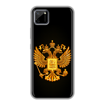 Силиконовый чехол на Realme C11 с принтом Герб России желтый