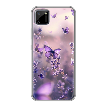 Силиконовый чехол на Realme C11 с принтом бабочки и лаванда