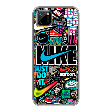 Силиконовый чехол на Realme C11 с принтом найк nike черный Силиконовый чехол на Realme C11 с принтом найк nike черный