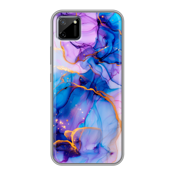 Силиконовый чехол на Realme C11 с принтом синий мрамор