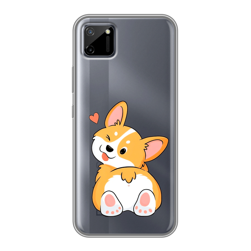 Силиконовый противоударный чехол на Realme C11 с принтом Корги Силиконовый противоударный чехол на Realme C11 с принтом Корги