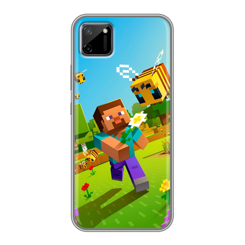 Силиконовый противоударный чехол на Realme C11 с принтом Майнкрафт Minecraft Силиконовый противоударный чехол на Realme C11 с принтом Майнкрафт Minecraft