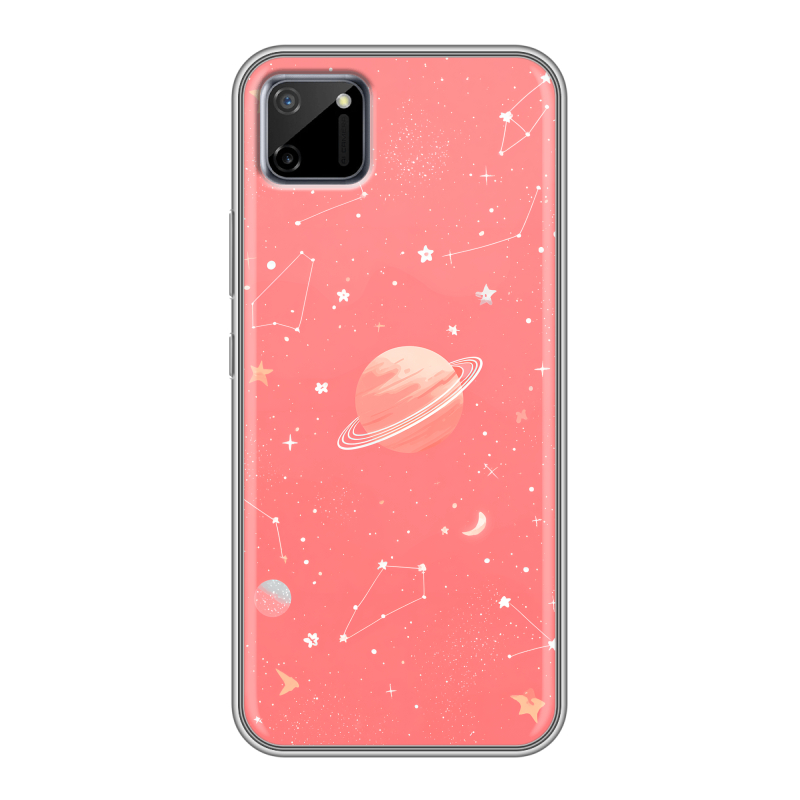 Силиконовый чехол на Realme C11 с принтом Розовый космос Силиконовый чехол на Realme C11 с принтом Розовый космос