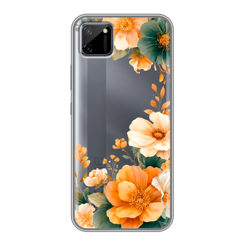 Силиконовый противоударный чехол на Realme C11 с принтом Цветы принт Силиконовый противоударный чехол на Realme C11 с принтом Цветы принт