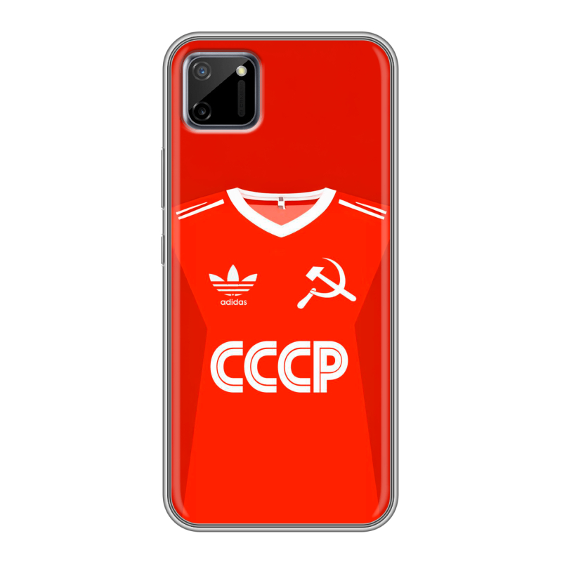 Силиконовый противоударный чехол на Realme C11 с принтом Флаг Герб СССР Силиконовый противоударный чехол на Realme C11 с принтом Флаг Герб СССР
