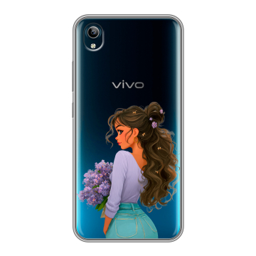 Силиконовый чехол на Vivo Y91C с принтом девушка цветы