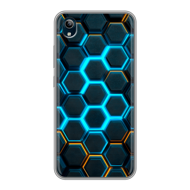 Силиконовый чехол на Vivo Y91C с принтом Неоновые соты Силиконовый чехол на Vivo Y91C с принтом Неоновые соты