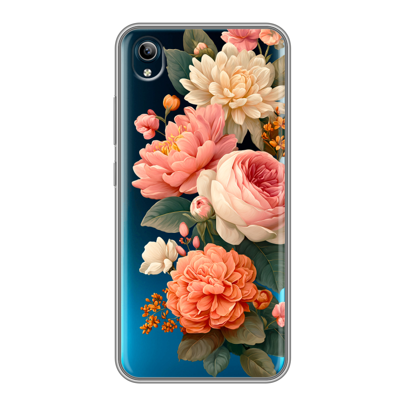 Силиконовый противоударный чехол на Vivo Y91C с принтом цветы Силиконовый противоударный чехол на Vivo Y91C с принтом цветы
