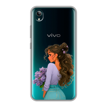 Силиконовый чехол на Vivo Y1S с принтом девушка цветы Силиконовый чехол на Vivo Y1S с принтом девушка цветы