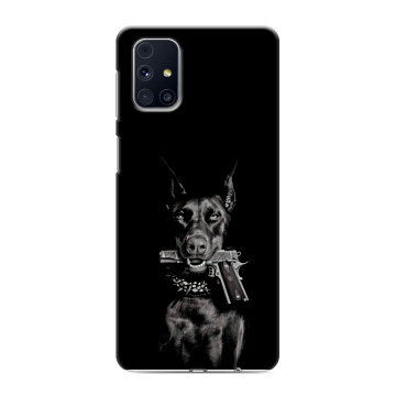 Силиконовый чехол на Samsung Galaxy M31s с принтом Доберман и пистолет Силиконовый чехол на Samsung Galaxy M31s с принтом Доберман и пистолет