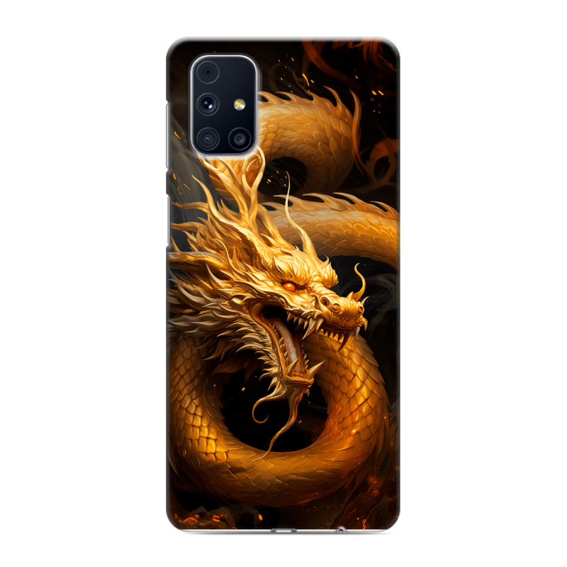 Силиконовый противоударный чехол на Samsung Galaxy M31s с принтом Золотой дракон Силиконовый противоударный чехол на Samsung Galaxy M31s с принтом Золотой дракон