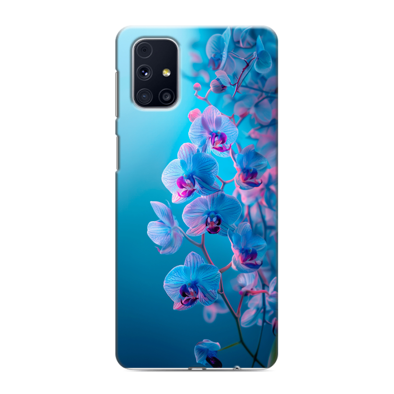 Силиконовый чехол на Samsung Galaxy M31s с принтом голубые орхидеи Силиконовый чехол на Samsung Galaxy M31s с принтом голубые орхидеи