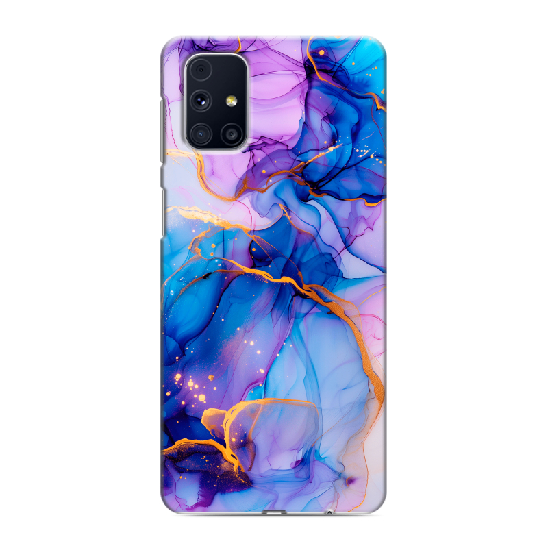 Пластиковый чехол на Samsung Galaxy M31s с принтом синий мрамор Пластиковый чехол на Samsung Galaxy M31s с принтом синий мрамор