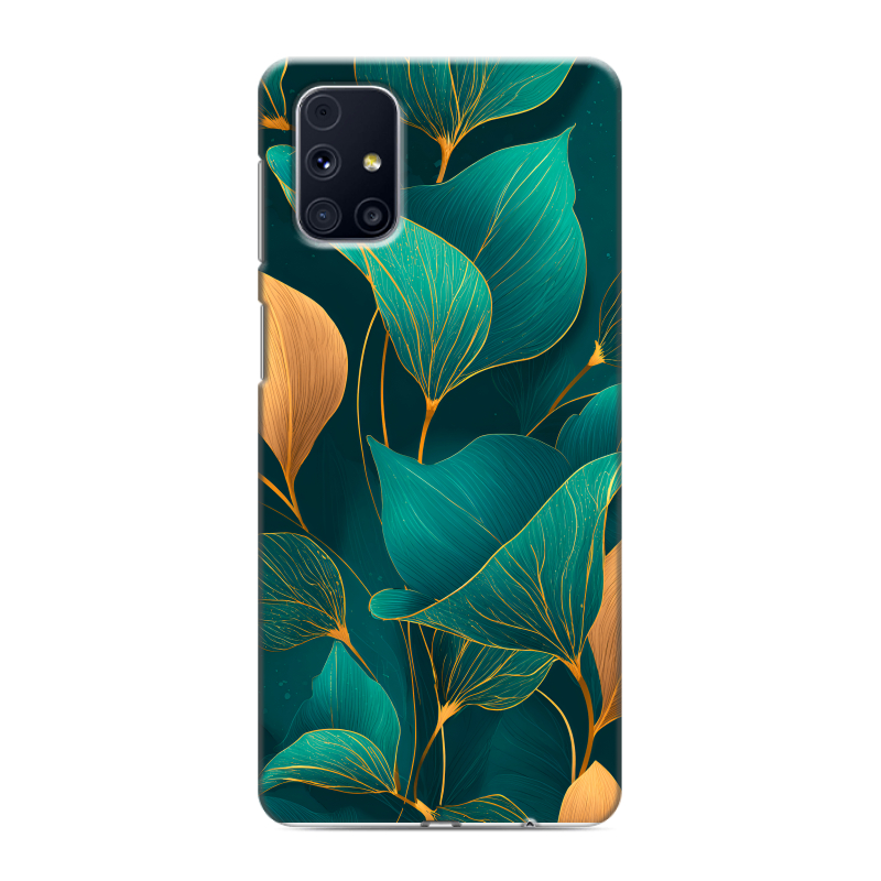 Пластиковый чехол на Samsung Galaxy M31s с принтом Листья и золото Пластиковый чехол на Samsung Galaxy M31s с принтом Листья и золото