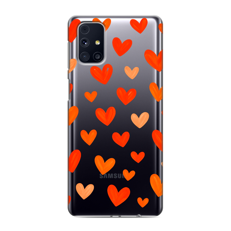Силиконовый противоударный чехол на Samsung Galaxy M31s с принтом Сердечки Силиконовый противоударный чехол на Samsung Galaxy M31s с принтом Сердечки