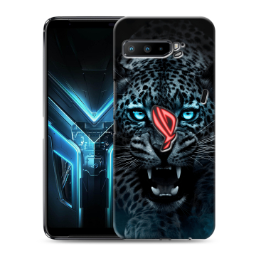 Силиконовый противоударный чехол на ASUS ROG Phone 3 с принтом Темный леопард Силиконовый противоударный чехол на ASUS ROG Phone 3 с принтом Темный леопард