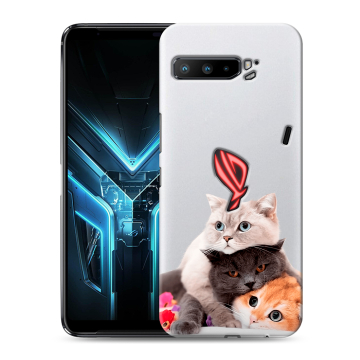 Силиконовый противоударный чехол на ASUS ROG Phone 3 с принтом Кошки