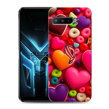 Силиконовый противоударный чехол на ASUS ROG Phone 3 с принтом Сердечки