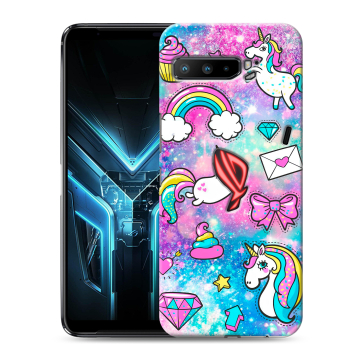 Силиконовый противоударный чехол на ASUS ROG Phone 3 с принтом Единороги Силиконовый противоударный чехол на ASUS ROG Phone 3 с принтом Единороги