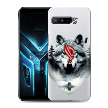 Силиконовый противоударный чехол на ASUS ROG Phone 3 с принтом Волк в лесу Силиконовый противоударный чехол на ASUS ROG Phone 3 с принтом Волк в лесу