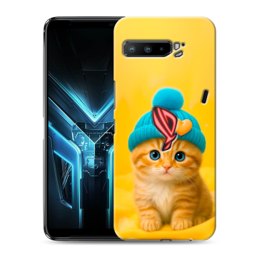 Силиконовый противоударный чехол на ASUS ROG Phone 3 с принтом Котенок в шапке
