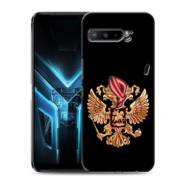 Силиконовый противоударный чехол на ASUS ROG Phone 3 с принтом Герб России золотой