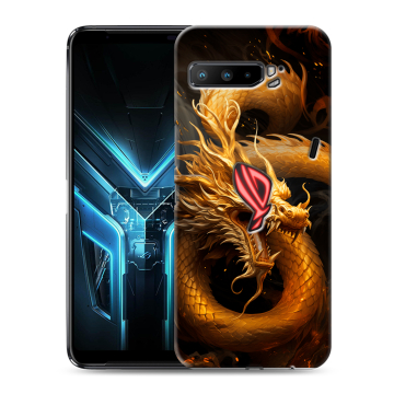 Силиконовый противоударный чехол на ASUS ROG Phone 3 с принтом Золотой дракон