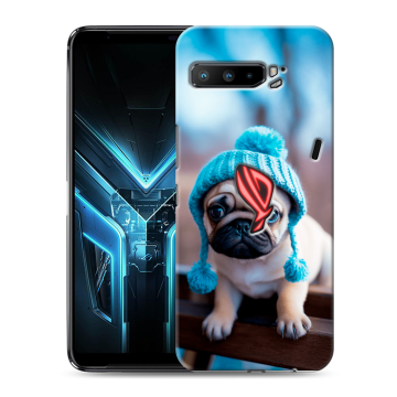 Силиконовый противоударный чехол на ASUS ROG Phone 3 с принтом Мопс в шапке Силиконовый противоударный чехол на ASUS ROG Phone 3 с принтом Мопс в шапке