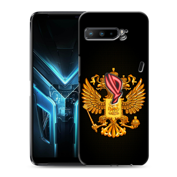 Силиконовый противоударный чехол на ASUS ROG Phone 3 с принтом Герб России желтый