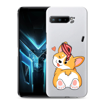 Силиконовый противоударный чехол на ASUS ROG Phone 3 с принтом Корги Силиконовый противоударный чехол на ASUS ROG Phone 3 с принтом Корги