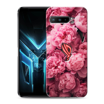 Силиконовый противоударный чехол на ASUS ROG Phone 3 с принтом цветы пионы Силиконовый противоударный чехол на ASUS ROG Phone 3 с принтом цветы пионы