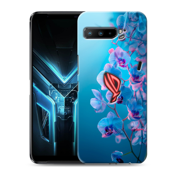 Силиконовый противоударный чехол на ASUS ROG Phone 3 с принтом голубые орхидеи Силиконовый противоударный чехол на ASUS ROG Phone 3 с принтом голубые орхидеи