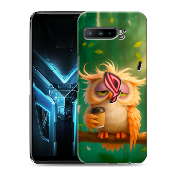 Силиконовый противоударный чехол на ASUS ROG Phone 3 с принтом сова